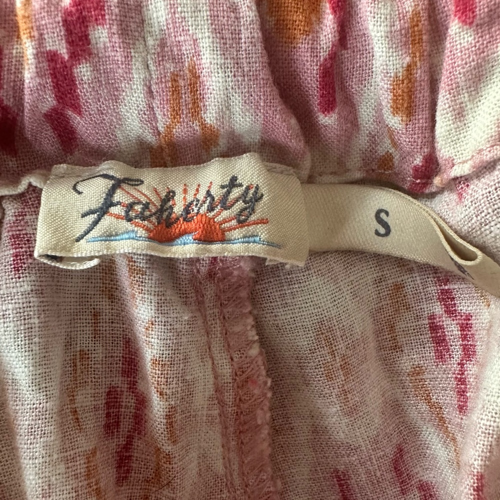 Faherty Pink Patterned Drawstring Track Pants - Picture 3 of 3